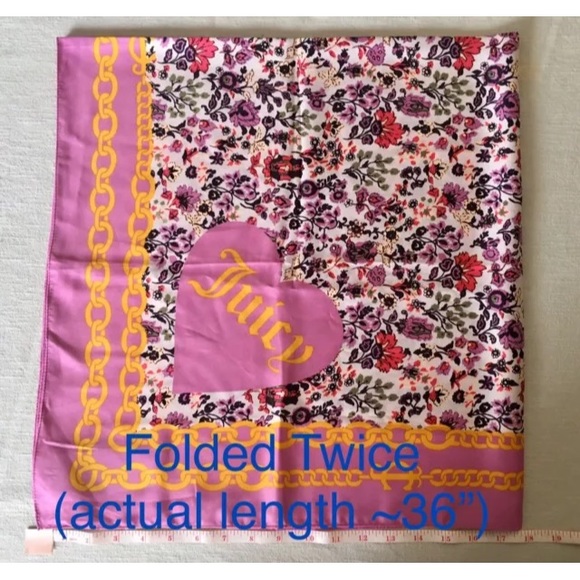 💓Juicy Couture Floral Pink Gold Chain Scarf Cover - Picture 4 of 10